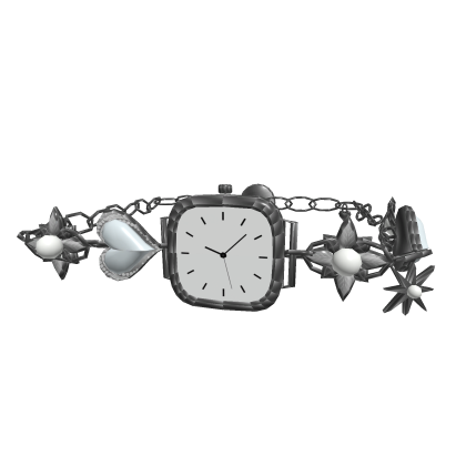Silver Watch White Heart Coquette