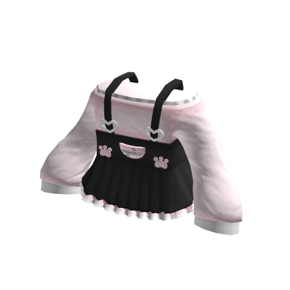 ♡ : soft cat overalls sweater┊pink