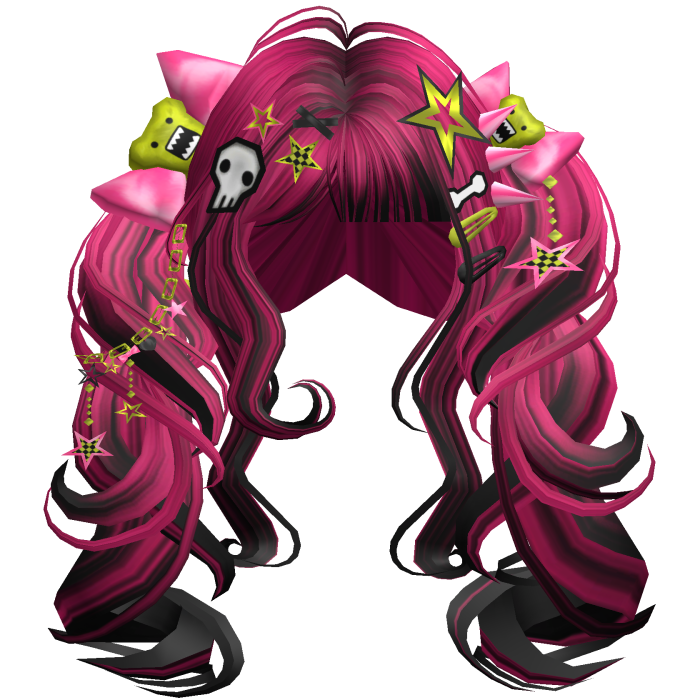 ♡ Scene Fluffy Gyaru Pigtails (Hot Pink)