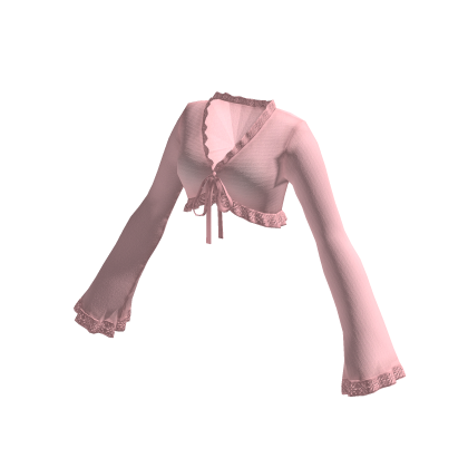 Pink Ruffle Crop Top Long Sleeves thumbnail