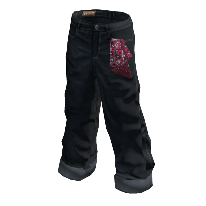 Dark Wash Baggy Denim w/ Pink Bandana Pocket