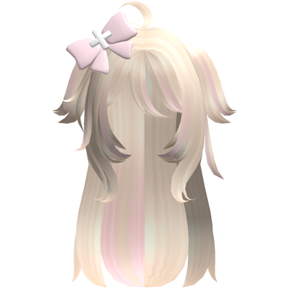 y2k blonde pink hair w/ bow