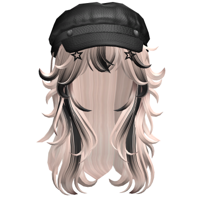 Fluffy Y2K Wolfcut w/ Beret Cap(Blonde&Black) Roblox item