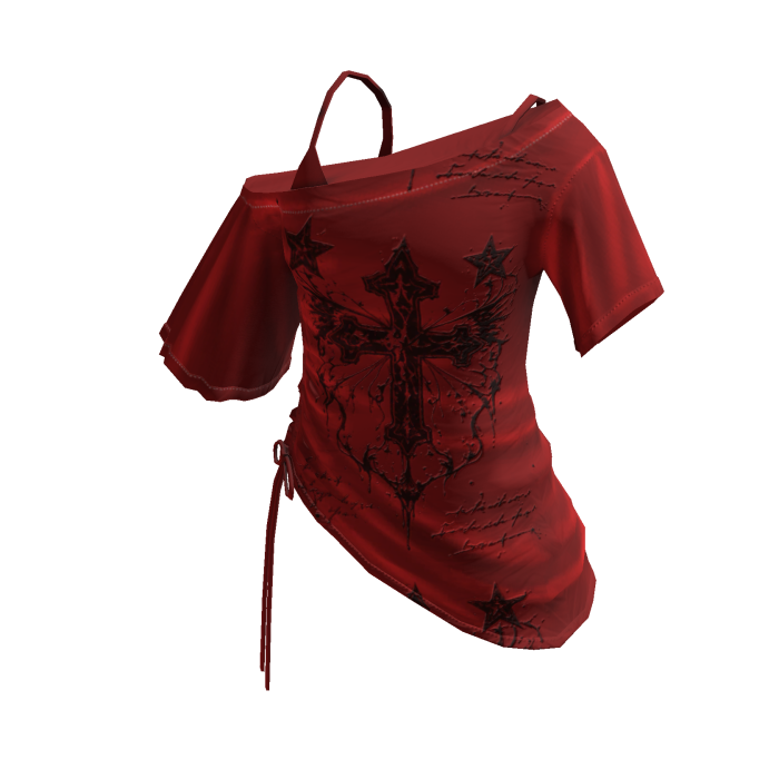 Goth Cross Print Wrap Crop Top (Red)
