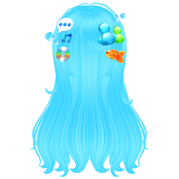 frutiger aero blue wispy long flowy hair (NEON)