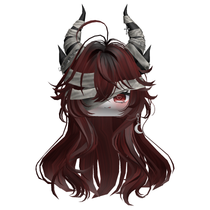 Horned Anime Demon Wolfcut (Dark Red)