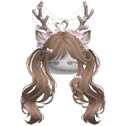 Ethereal Christmas Fairy Fawn Pigtails w/ Antlers