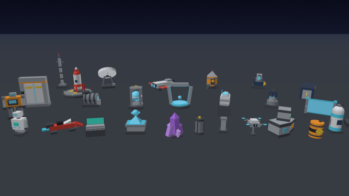 Low Poly Sci-Fi Pack | 50 Space Base Props preview 1