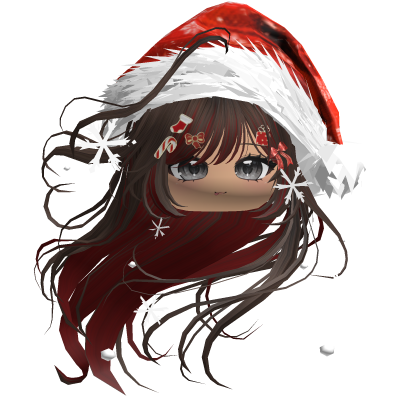 Windy Anime Hair w/Santa Hat (Brown&Red)
