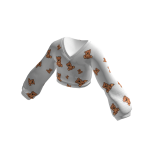 Oversized Cropped Cardigan Bears - White