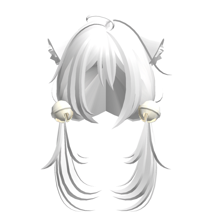 cute moe anime girl cat hair w bells white