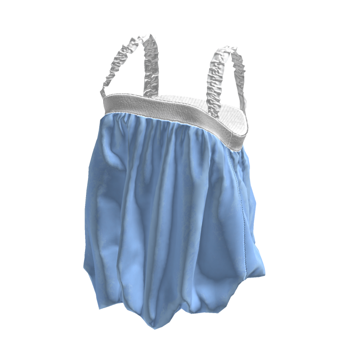 💜 Ruffled Strap Bubble Cami Top_Light Blue