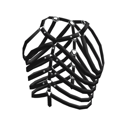 Goth Black Rib Cage Leather Strap Top thumbnail