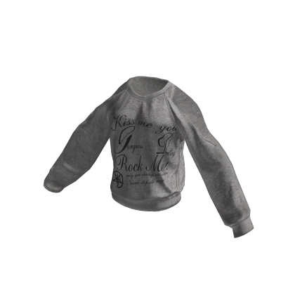 💜 Lettering Vintage Rock Graphic Sweater_Gray