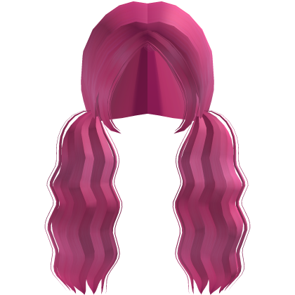 ۶ৎ | fluffy wavy big hot pink low pigtails