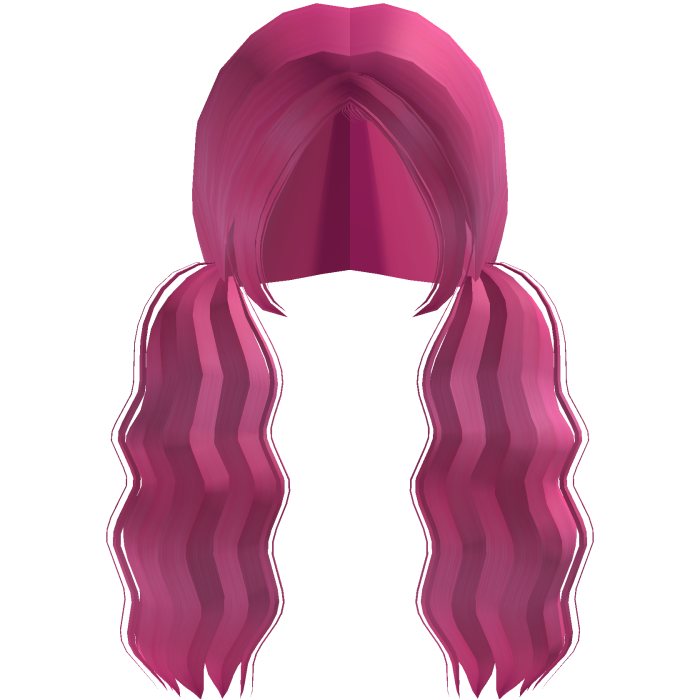 ۶ৎ | fluffy wavy big hot pink low pigtails