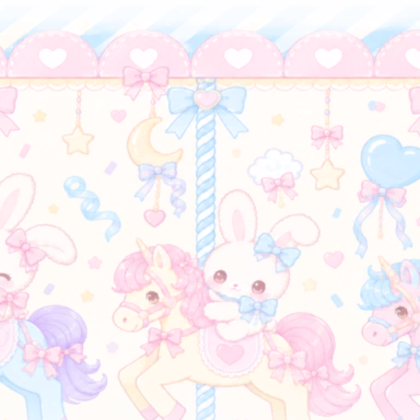 Dreamy Pastel Carousel Bunny Fantasy