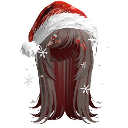 Cute Christmas Straight Hair (Brown&Red) Roblox item