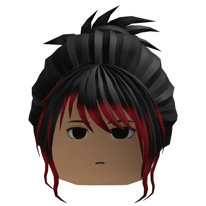 Swept Bangs Updo Hair (Black/Red)