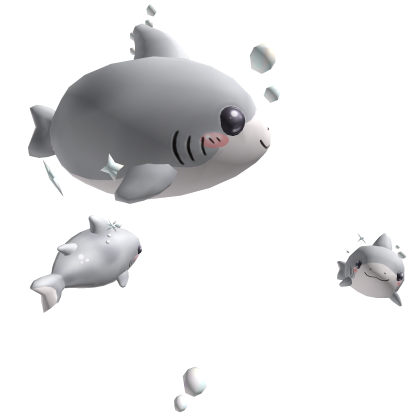 chibi shark aura in grey Roblox item