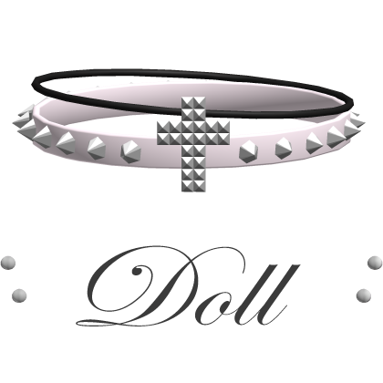 ♡ : alt emo studded cross doll choker in pink thumbnail