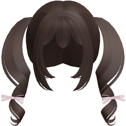 brown kawaii playful swirly pigtails w bows