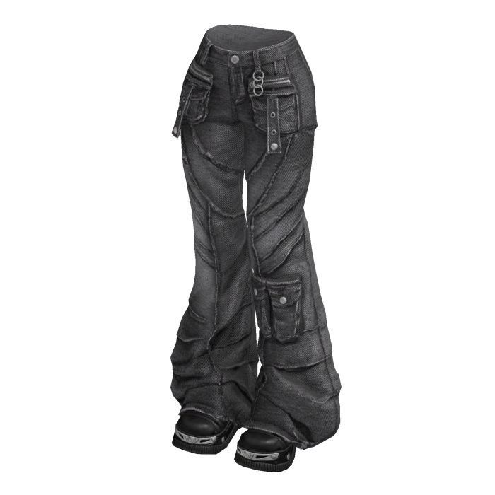 Gray Y2K It-Girl Flared Denim Jeans