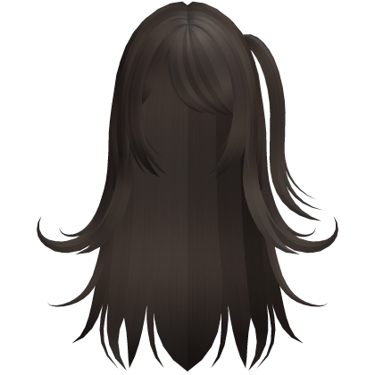 Soft Dark Brown Anime Ponytail Long Hair W Bangs Roblox item