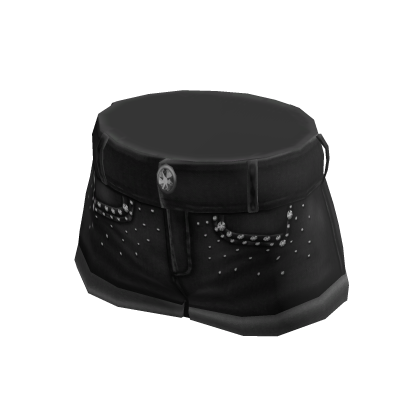 Short Jean Rhinestone Shorts - Black thumbnail
