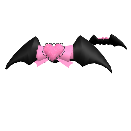 Dark and Pink Heart Bat Hair Clips With Glitter Roblox item