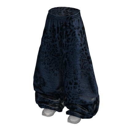 Blue Baggy Y2K Leopard Print Sweats