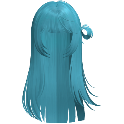 cute wispy windy shoujo bun hair in blue