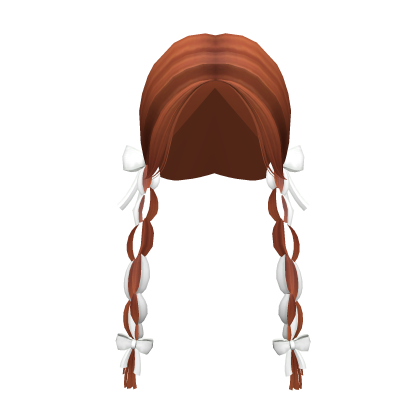 Brown Braids w White Ribbon Roblox item