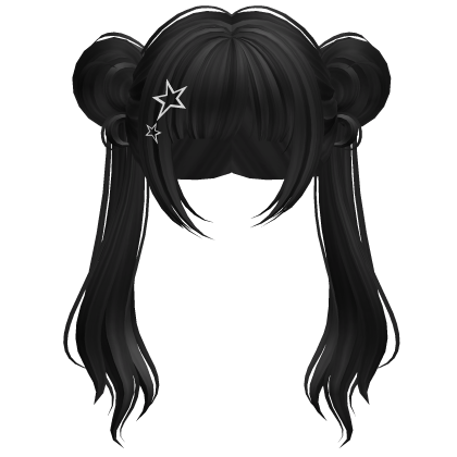 Long Anime Idol Twintails Black V3 w/ Star Clips Roblox item