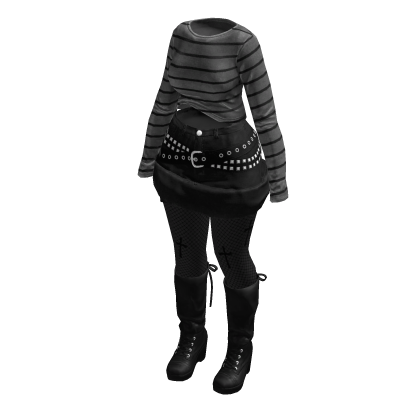 Dark Y2K Striped Sweater Gothic Tights (GreyBlack)