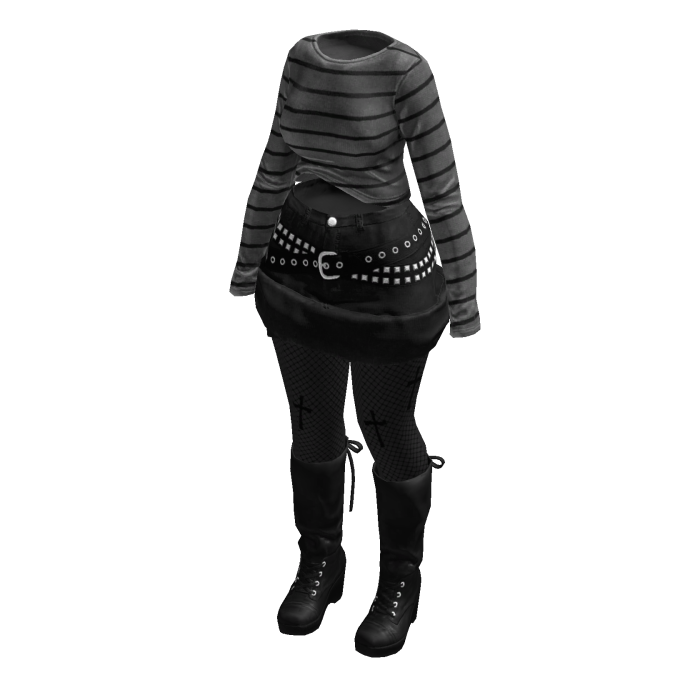 Dark Y2K Striped Sweater Gothic Tights (GreyBlack)