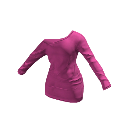 Off Shoulder Long Sleeve Dress (Pink) thumbnail