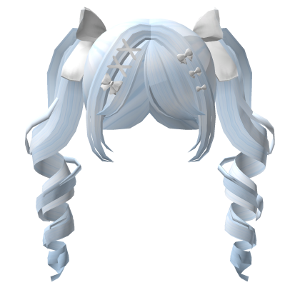 Jirai Kei Twirls Pigtails Hair - Baby Blue White