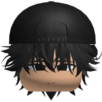 Messy Black Emo Hair W/ Y2K Backwards Cap Roblox item