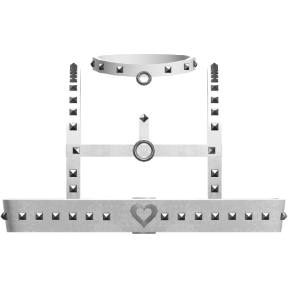White emo studded heart strap top