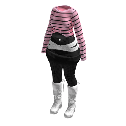 Dark Y2K Striped Sweater Gothic Tights (PinkBlack)