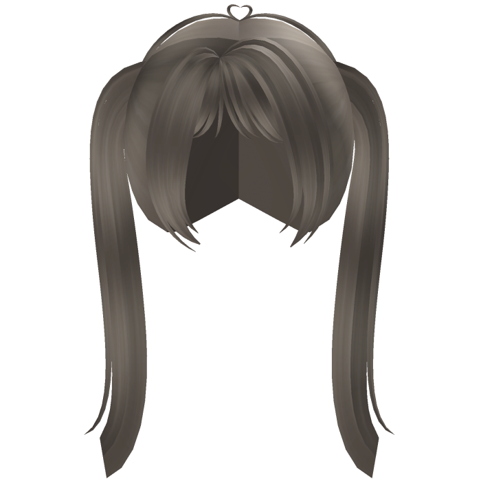♡ pigtails light grayish brown straight tall cute