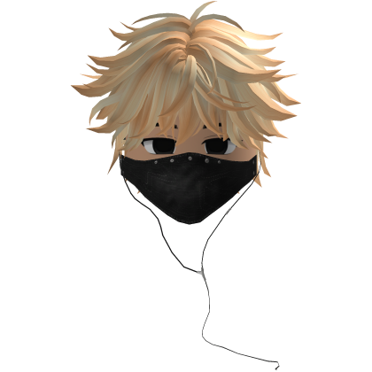 Cute Emo Boy Headphones Mask Black Y2K ( blonde )