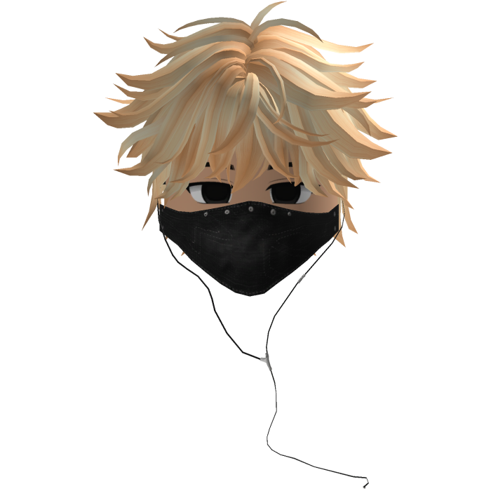 Cute Emo Boy Headphones Mask Black Y2K ( blonde )