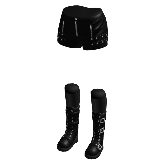 Goth Studded Shorts w/ Combat Boots (Black)