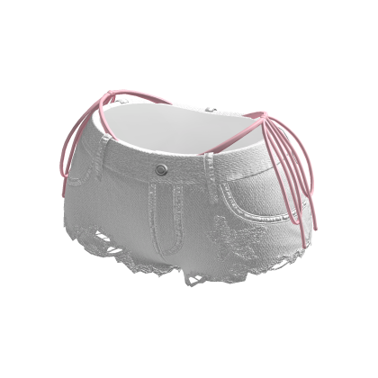 Y2K Ripped White Denim Shorts w/ Pink Bikini thumbnail