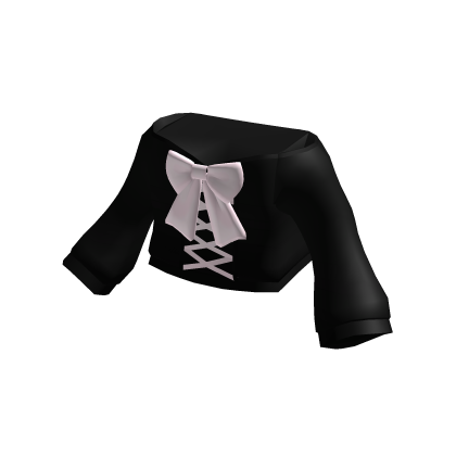 ♡ : Black Cutesy Pink Bow Laced Up Sweater thumbnail