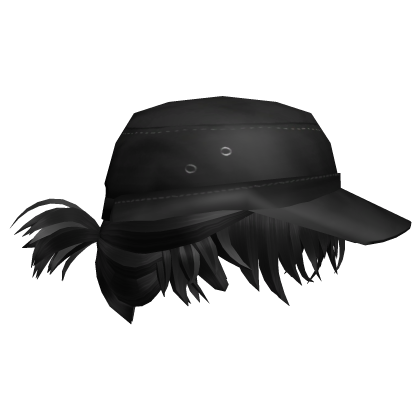 Black Anime Ponytail Hair with Richard Hat Roblox item