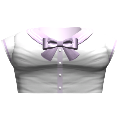 Kawaii Anime School Crop Top w Bow (Light Purple)