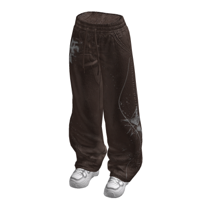 Baggy Pants with Abstract Graphics (Brown)